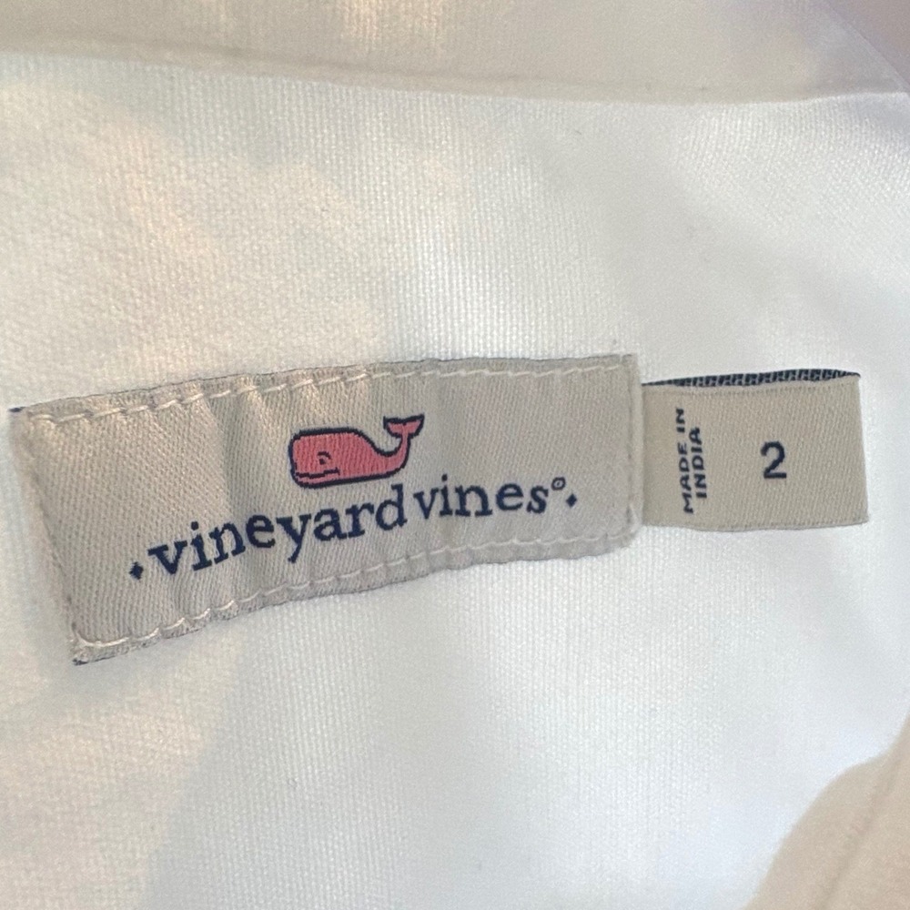 Vineyard Vines Womens White Long Sleeve Button Down Whale Logo Shirt Size 2 - Picture 4 of 5